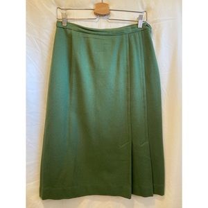 Bottle Green Vintage Wool Pencil Skirt M/L
